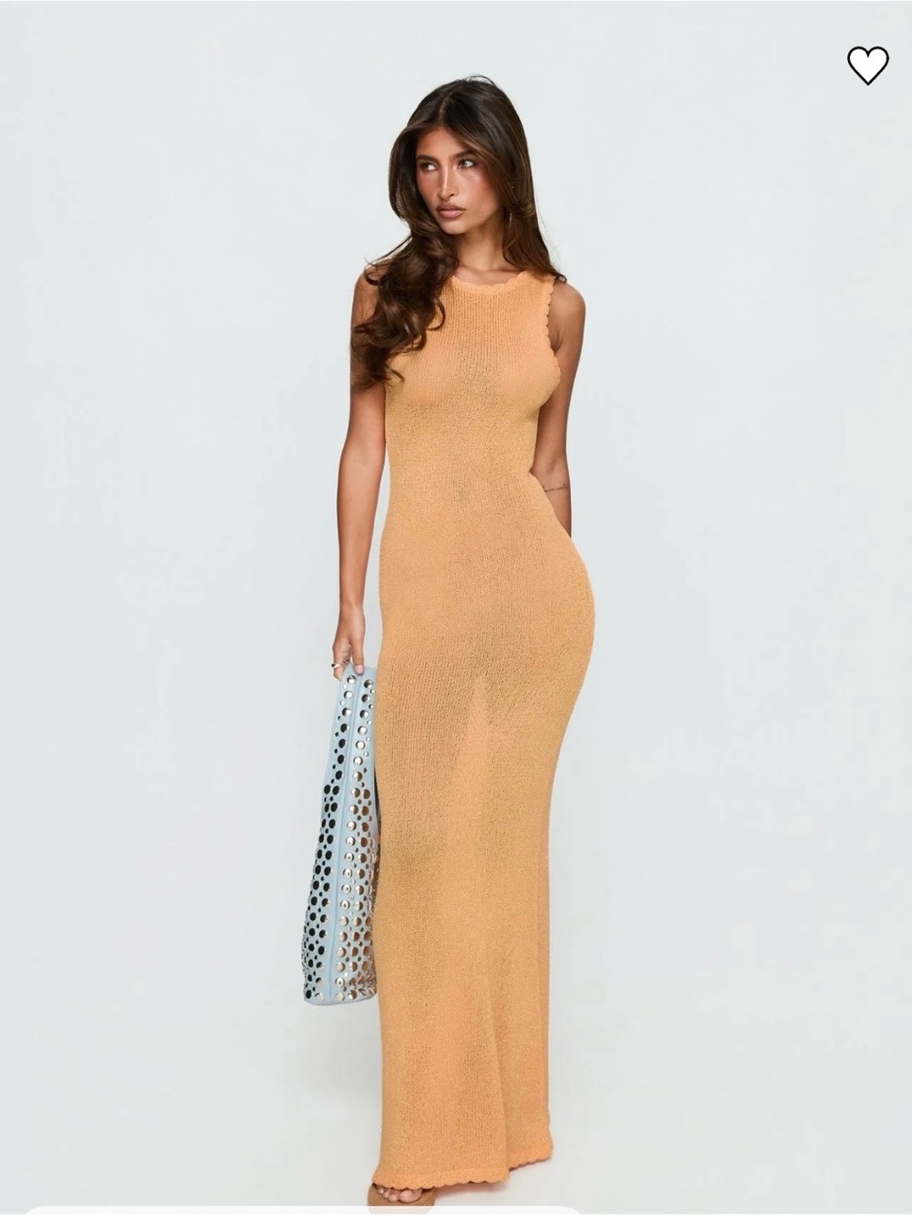 Sleeveless Knit Maxi Dress in Peach